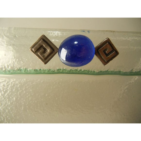 Holy Saturday: Shabbat Kadesh Set, beaded fused glass Challah Tray, candle stick - Picture 3 of 9